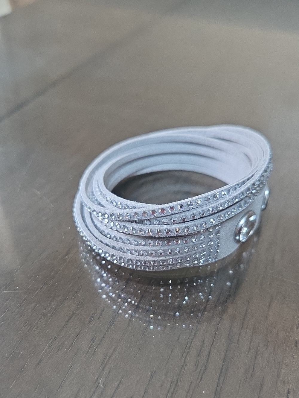 Crystal Embellished Wrap Bracelet - Light Gray